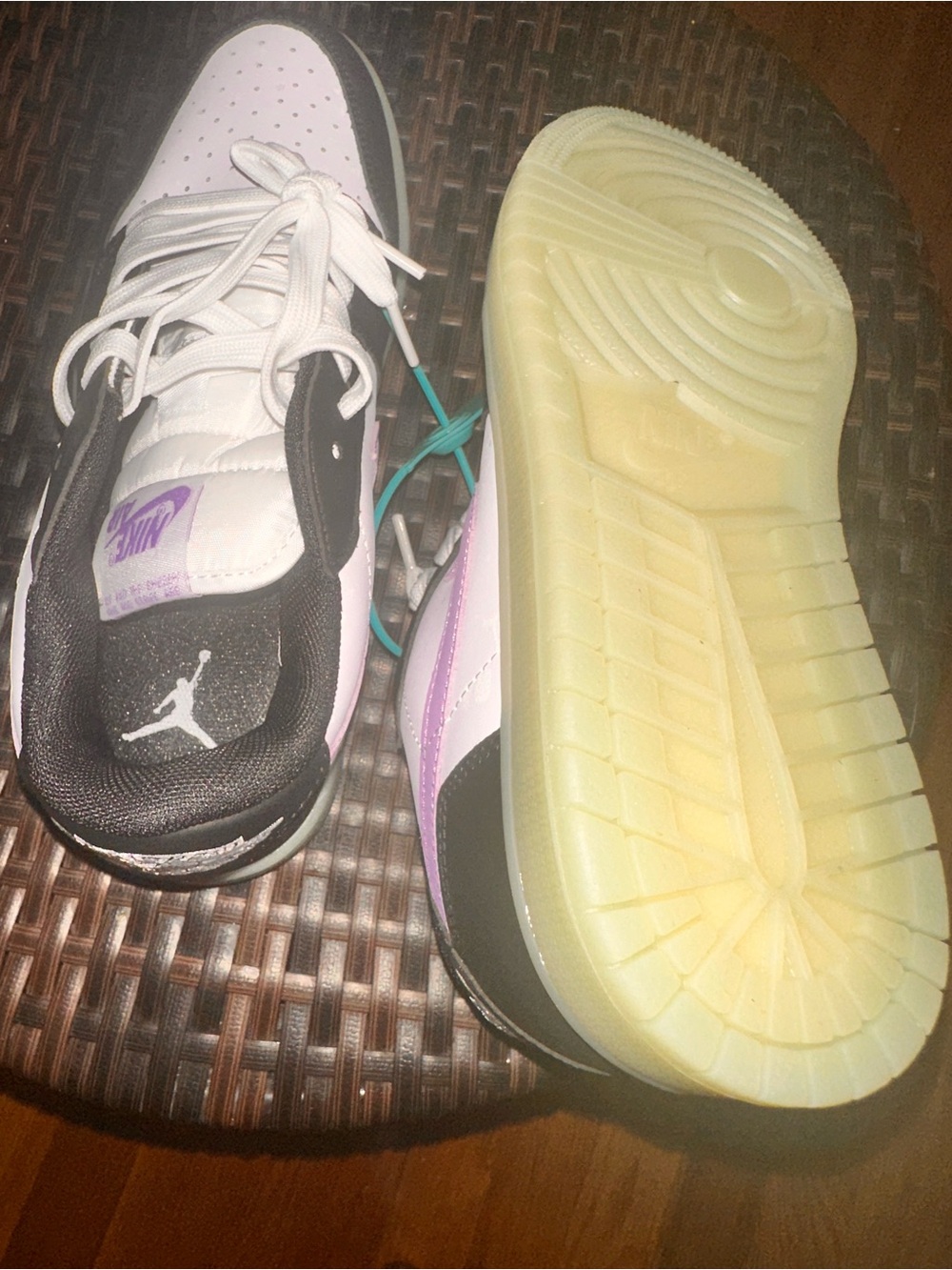 Jordan Low-Top Sneakers in White, Black & Purple